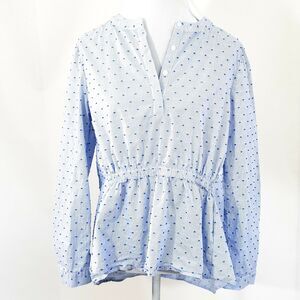 Halogen Women's Blue White Striped Top Blouse Pullover M Medium EUC